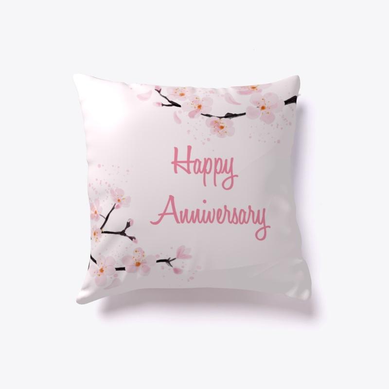 Happy Anniversary Pillow -Pink Cushion